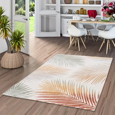 Produktbild von Designer Teppich Faro Natur Blätter, Größe:80x150 cm