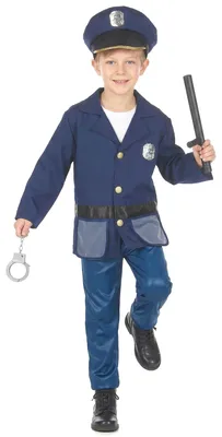 Immagine prodotto di Costume da poliziotto per bambino di colore blu-nero-oro - 122/134 (7-9 anni)