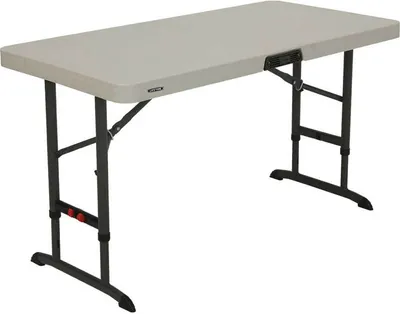 Obrázek produktu pro LIFETIME - přenosný skládací čtvercový stůl pro catering, rozměry 122x61 cm, výškově nastavitelný, hmotnost 11 kg, odolný a stabilní, kapacita 4 osoby (92121)