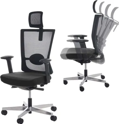 Immagine prodotto di Sedia da ufficio MERRYFAIR Forte, sedia da scrivania, funzione scorrevole ergonomica ~ nero, con poggiatesta