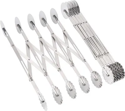 Image de Ustensile de cuisine multifonctionnel en acier inoxydable - à double tête - 10 roues - Permet de préparer des pizzas, des gâteaux, des gaufres et des biscuits