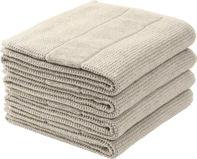 Produktbild von Schiesser Handtuchset Turin | Frottier | 4-teilig | Reiskornoptik | 100% Baumwolle | flauschig, saugstark, farbecht  | Kordelaufhänger | 50x100cm | Heltaupe