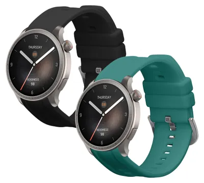 Produktbild von kwmobile 2x Uhrenarmband für Huami Amazfit Balance A2286 Armband - Fitnesstracker Band Set aus TPU Silikon - Ersatzarmband Smartwatch - Schwarz Grün