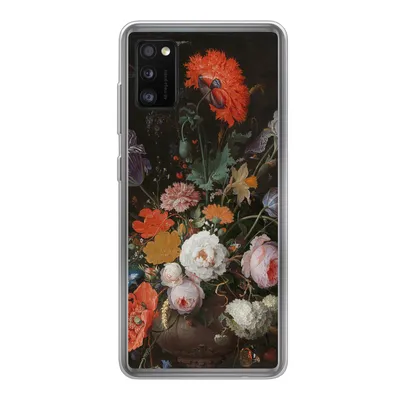 Produktbild von MuchoWow® Handyhülle Schutzhülle Hülle für Samsung Galaxy A41 Stilleben mit Blumen und einer Uhr - Gemälde von Abraham Mignon Silikon Softcase Handy Hülle - Mobiltelefon