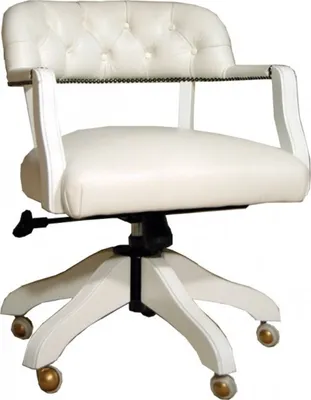 Produktbild von Casa Padrino Luxus Echtleder Büro Stuhl Weiß Drehstuhl Schreibtisch Stuhl - Chefsessel