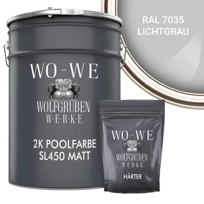 Produktbild von 2K Poolfarbe Poolbeschichtung Schwimmbadfarbe SL450 MATT Lichtgrau RAL7035 - 2,5kg