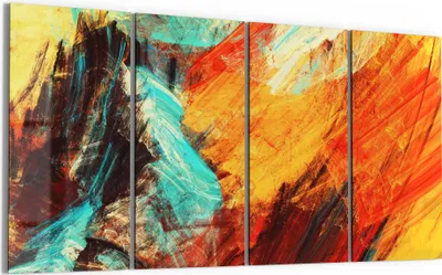 Produktbild von DEQORI Glasbild Echtglas 4x30x60 cm 'Bunte Pinselstriche' Wandbilder XXL groß