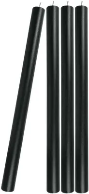 Produktbild von 4 schwarze, durchgefärbte Stabkerzen mit 29 cm Länge, tropffrei, Premium
