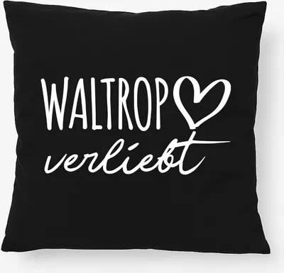Produktbild von Huuraa Kissen Waltrop verliebt 40x40cm mit Füllung Black Baumwolle Dekokissen Geschenkidee