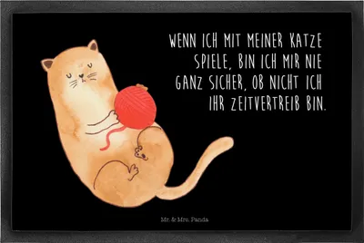 Produktbild von Mr. & Mrs. Panda fußmatte Katze Wolle 40 x 60 cm - Schwarz - Geschenk, Schmutzmatte, Spielen, Spiel, Haha, Lustig, Katzen, Fußabtreter, Schmutzfänger, bodenmatte, Cat