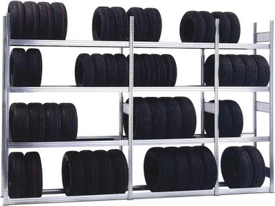 Produktbild von Reifenregal GRIP Stecksystem | Grundregal | Tall | HxBxT 200x101x40cm | 3 Ebenen | Fachlast 250kg | Verzinkt