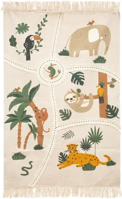 Obrázek produktu pro Koberec do dětského pokoje Jungle, mapa, bavlna, 150 x 100 cm