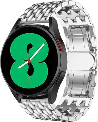 Produktbild von Strap-it Samsung Galaxy Watch 4 - 44mm Drachenarmband aus Stahl (Silber)