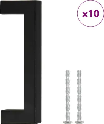 Zdjęcie produktu dla vidaXL Uchwyty meblowe 10 szt. czarne 96 mm stal nierdzewna