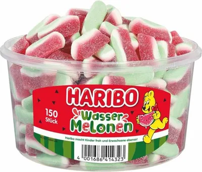 Immagine prodotto di Angurie Haribo, gelatina di frutta, schiuma di zucchero, lattina, 150 pezzi, 1,2 kg