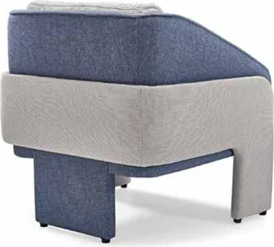Produktbild von Weiß-Blauer Einsitzer Polster Relaxsessel Designer Wohnzimmer Lehnsessel