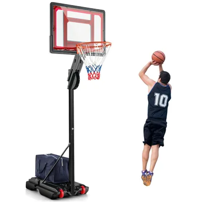Produktbild von COSTWAY Basketballständer 228-265 cm höhenverstellbar, Basketballkorb mit Ständer & 2 Rädern, Korbanlage für Kinder, Erwachsene, mobiles Basketballanlage Indoor Outdoor