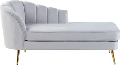 Obrázek produktu pro BELIANI Lenoška šedá sametové čalounění černé kovové nohy levostranná moderní design nábytek do obývacího pokoje