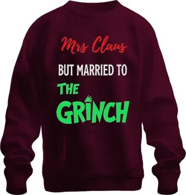 Produktbild von Mrs Claus But Married To The Grinch Weihnachten Paar Geschenk Uni Sweatshirt Pullover, Burgundy, XXL