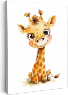 Produktbild von Leinwand Bilder 30x40 cm - Kinder Tiere - Giraffe, Bilder, Wanddeko, Wandbilder Wohnzimmer