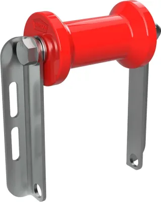 Zdjęcie produktu dla Poliuretanowa rolka stępki z uchwytem C roll pomoc do wodowania przyczepy z łodzią kształt cewki ocynkowany SUPROD, 125 mm, czerwony