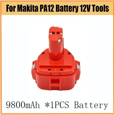 Image de Batterie pour outils électriques 12 V 9,8 Ah (9 800 mAh) Ni-MH - Batterie de rechange - Rechargeable - Compatible avec les modèles PA12, 1223, 1235, 6270D, 6271D, 6317D et 6227D - 1 pièce