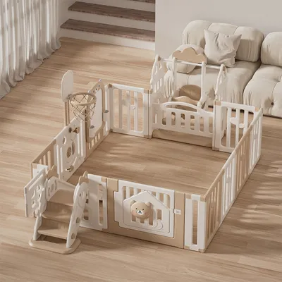 Produktbild von Baby Home Krabbel Zaun Schaukel Rutsche Spielplatz Laufgitter Laufstall 200*250*63cm【FE-WL-XXL06】