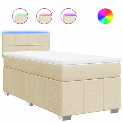 Image de Sommier à lattes de lit et matelas Crème 90x190 cm Tissu