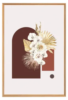 Image de Tableau mural encadré illustration fleurie 65x97 cm, Tableau mural moderne pour décoration intérieure