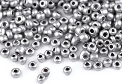 Rocailles Glasperlen 50g, 8/0 3mm silber metallic