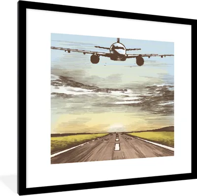 Produktbild von MuchoWow® MuchoWow® Gerahmtes Poster Flugzeuge - Himmel - Sonne 40x40 cm - Poster mit zchwarzem Bilderrahmen - Poster - Plakat im Rahmen