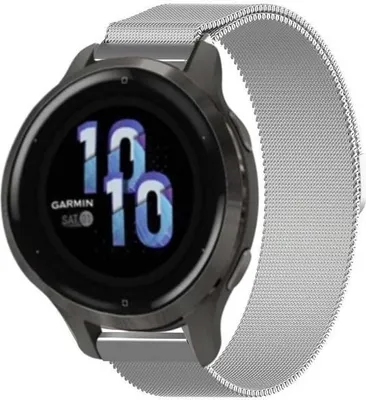Produktbild von Strap-it Milanese Armband - Kompatibel mit Garmin Venu 2s Armband 40mm - Hochwertiges Material -Edelstahl Magnetische verschluss für Armband Silber 18mm Smartwatch