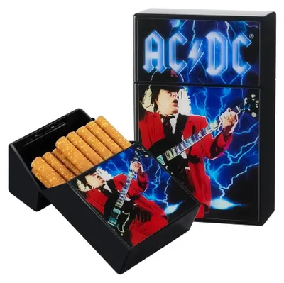 Produktbild von Zigarettenetui AC/DC Design, Zigarettenbox aus Acryl für 20 Zigaretten - Blau – Thunder Rock