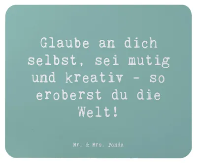 Produktbild von Mr. & Mrs. Panda Mousepad Spruch Die Freude an der Kreativität entdecken - Meeresbrise - Geschenk, Mauspad, Vertrauem, mousematte, Zuversicht, mutig, sei, computer, Mut