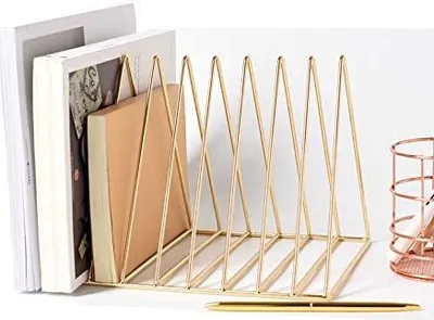 Produktbild von Zeitungsständer Modern Zeitungshalter Magazinständer Bücherregal Zeitschriftensammler Regal Stehsammler aus Metall (Gold)