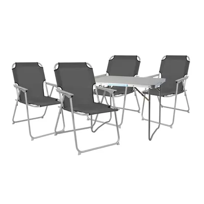 5-teiliges Campingmöbel Set Alu mit Tragegriff Camping L70xB50xH59cm Anthrazit