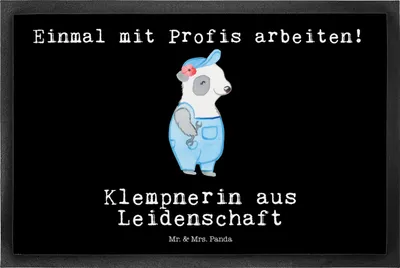 Produktbild von Mr. & Mrs. Panda fußmatte Klempnerin Leidenschaft 50 x 75 cm - Schwarz - Geschenk, Lustig, Fußabtreter, Witzig, Handwerkerin, Spruch, Schuhabstreifer, Schmutzfänger
