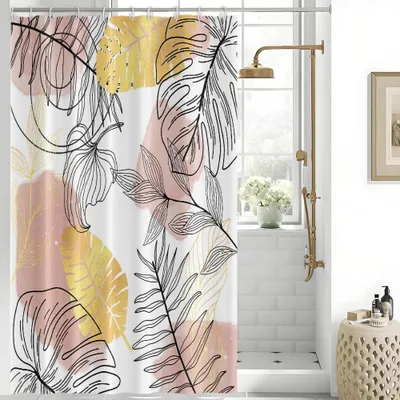 Image de Omgoods - Rideau de douche 150x180 cm, rose, style bohème - Imperméable