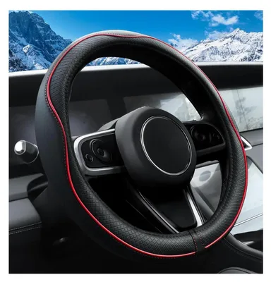 Produktbild von Lenkradbezug Mikrofaserleder Schwarz-Rot 37-38 cm Durchmesser Rutschfest