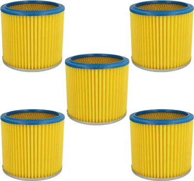 Produktbild von vhbw 5x Faltenfilter kompatibel mit Rowenta Collecto RB 839, RU 630, RU 601, RU 605, RB 860, RU 600, RB 850 Staubsauger - Patronenfilter Blau Gelb