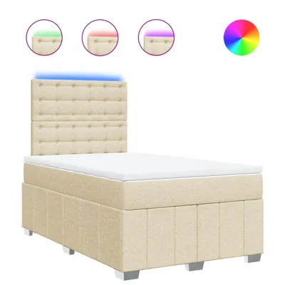 Image de Lit Boxspring avec matelas Crème 120x190 cm Tissu