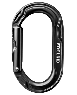 Schwarzer Schnappkarabiner "Kiwi Karabiner" von Edelrid; geeignet für Klettern.