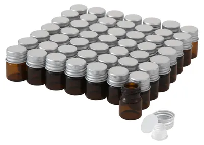5 ml Amber Glasfläschchen mit Deckel, 50 Stück, auslaufsicher