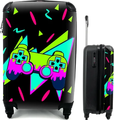 Produktbild von MuchoWow® Koffer Handgepäck Trolley Rollkoffer Kleine Reisekoffer mit 4 Rollen - Gaming - Controller - Schwarz - Cabin Size < 55x40x23 cm & 55x40x20 cm - Fotokoffer - Kabinenkoffer - Boardgepäck - Reise-Box - Reisekoffer - Reisegepäck - Koffer mit Bild - Trolley für Kinder