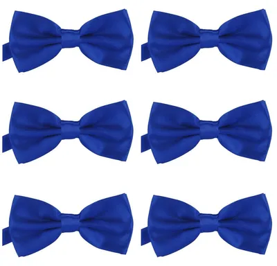 Produktbild von 6er Set DonDon Herren Fliege 12 x 6 cm gebunden und längenverstellbar blau