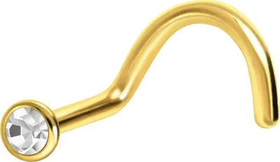 Produktbild von Nasenpiercing, Nasenstecker Chirurgenstahl Nasenstecker Spirale FLACHER KRISTALL Gold | Kristall: Kristallklar Stabstärke: 1 mm