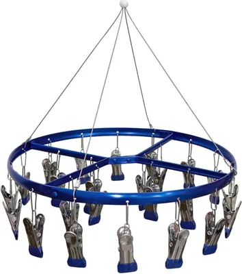Productafbeelding van Winddichte droogrek, sokkendroger, sokkendroger voor wasrek, ondergoedrek, kledingrek voor het drogen van handdoeken (24 wasknijpers) (Blauw)