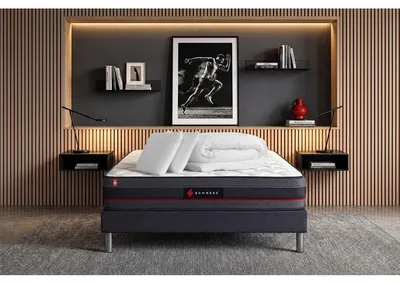 Productafbeelding van Volledige set: Bed - Matras 140x200 cm + Boxspringbed met lattenbodem (in de set) + 2 kussens + dekbed - Regen