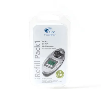 Produktbild von GoTest Testkit-Nachfüllpack Serie 1 für Scuba II Photometer, DPD 3, Cya, Alk-M, DPD 1