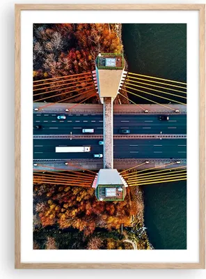 Produktbild von Gerahmtes Poster - Rahmen in heller Eiche - Brücke Siekierkowski Warschau - 50x70 cm - Wand Bild - Wanddeko - Wandbilder - Kunstposter - Wandposter - Bilderrahmen - Bilder - P2NPA50x70-4663